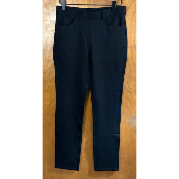 Quince Black Ultra Stretch Ponte Straight Leg 4 Pocket Pants NWT Small TALL Work - Picture 2 of 16